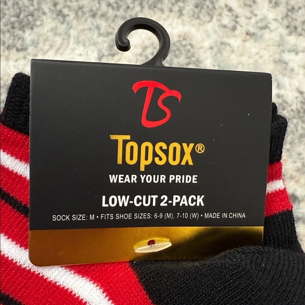 Topsox Red and Black Striped Arkansas Razorbacks 2 Pack Socks